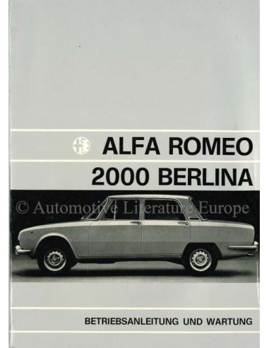 1972 ALFA ROMEO 2000 BERLINA OWNER'S MANUAL GERMAN