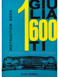 1962 ALFA ROMEO GIULIA 1600 TI OWNER'S MANUAL ENGLISH
