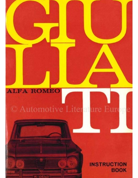 1966 ALFA ROMEO GIULIA TI OWNER'S MANUAL ENGLISH