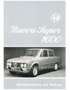 1974 ALFA ROMEO GIULIA NUOVA SUPER 1600 INSTRUCTIEBOEKJE DUITS