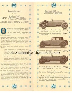 1930 ASTON MARTIN PRE-WAR RANGE BROCHURE ENGLISH 2