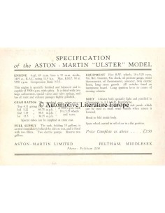 1934 ASTON MARTIN ULSTER DATENBLATT ENGLISCH 2