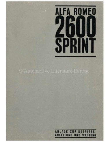 1966 ALFA ROMEO 2600 SPRINT  SUPPLEMENT OWNERS MANUAL GERMAN