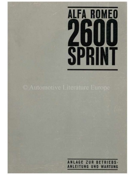 1966 ALFA ROMEO 2600 SPRINT  SUPPLEMENT OWNERS MANUAL GERMAN