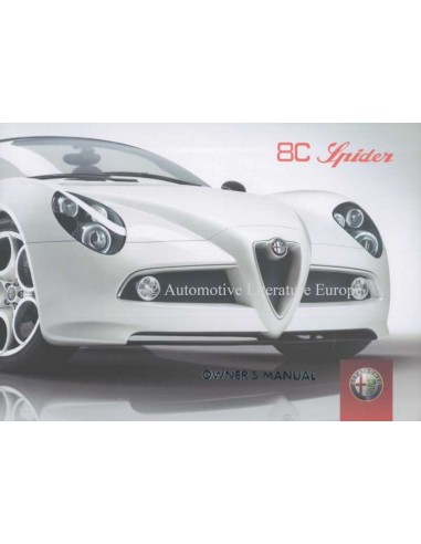 2009 ALFA ROMEO 8C SPIDER INSTRUCTIEBOEKJE ENGELS USA