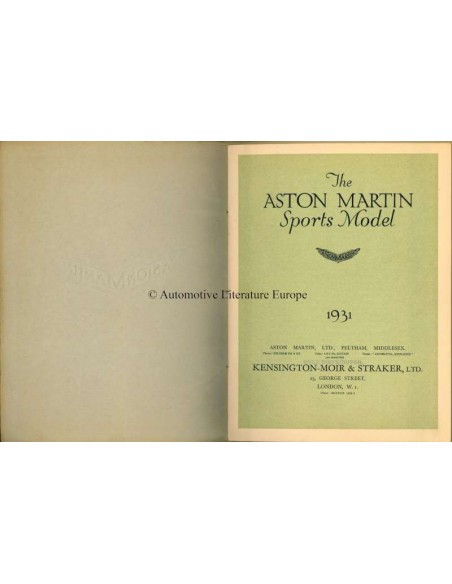 1931 ASTON MARTIN RANGE BROCHURE ENGLISH