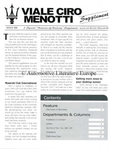 2000 MASERATI VIALE CIRO MENOTTI MAGAZINE SUPPLEMENT ENGLISH