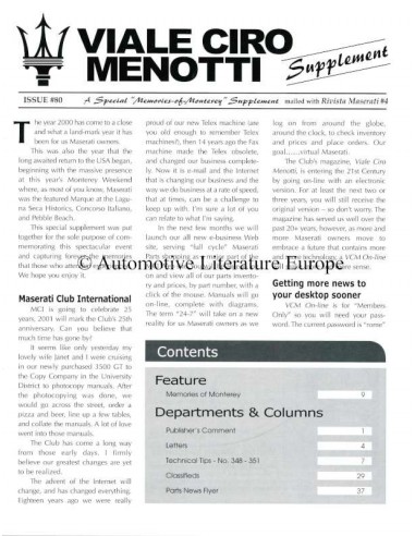 2000 MASERATI VIALE CIRO MENOTTI MAGAZINE SUPPLEMENT ENGELS