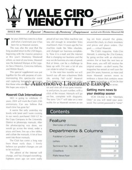 2000 MASERATI VIALE CIRO MENOTTI MAGAZINE SUPPLEMENT ENGELS