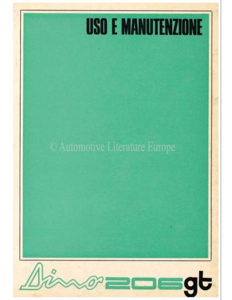 1968 FERRARI DINO 206 GT BETRIEBSANLEITUNG 26/68