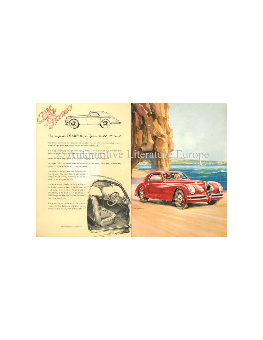 1947 Alfa Romeo 6c Sport Super Sport Brochure English