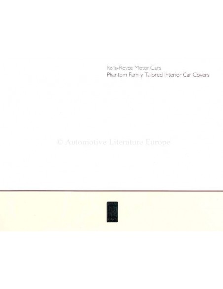 2012 ROLLS ROYCE PHANTOM INTERIOR CAR COVERS BROCHURE DUITS