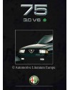 1990 ALFA ROMEO 75 3.0 V6 QV BROCHURE DUITS