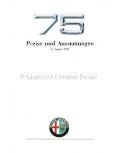 1990 ALFA ROMEO 75 PRICE LIST GERMAN