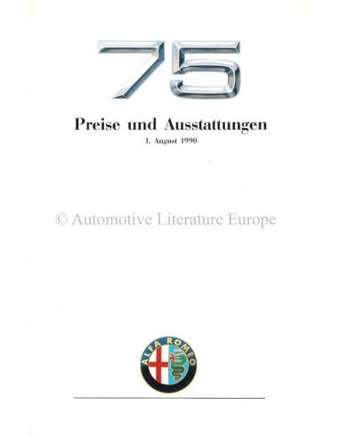 1990 ALFA ROMEO 75 PRIJSLIJST DUITS