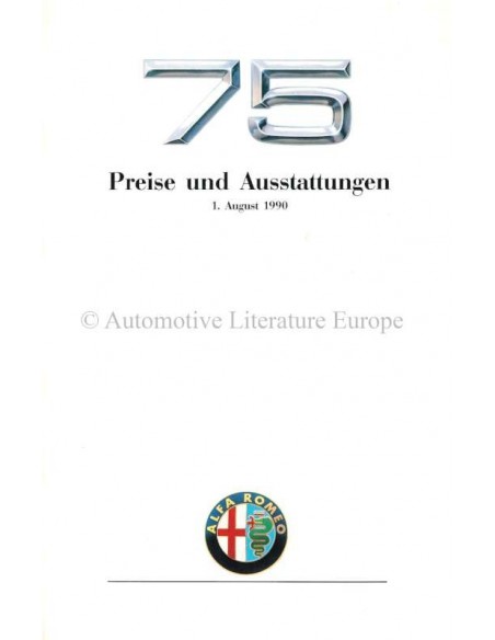1990 ALFA ROMEO 75 PRICE LIST GERMAN