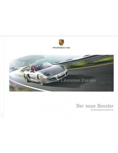 2013 PORSCHE BOXSTER HARDBACK BROCHURE GERMAN