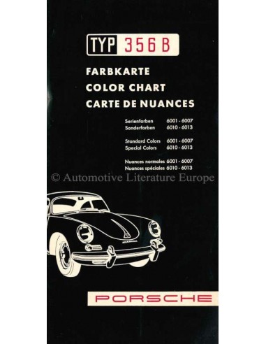 1959 PORSCHE 356 B KLEURENKAART BROCHURE