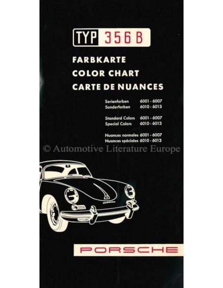 1959 PORSCHE 356 B COLOUR CHART BROCHURE