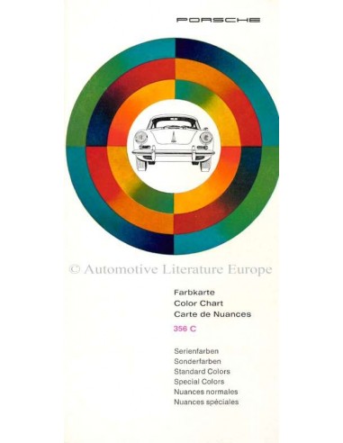 1964 PORSCHE 356 C KLEURENKAART BROCHURE