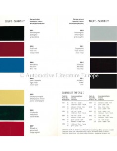 1964 PORSCHE 356 C KLEURENKAART BROCHURE 2