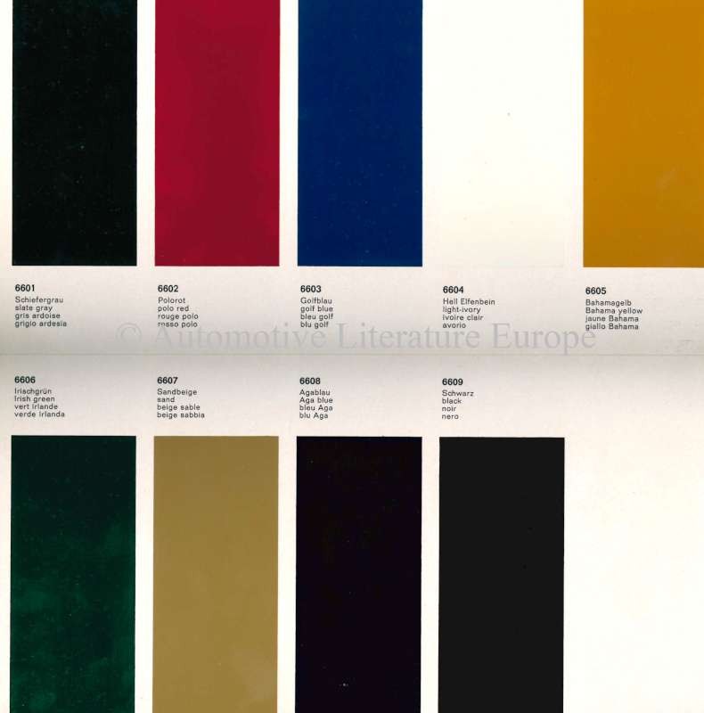 Porsche 911 Color Chart