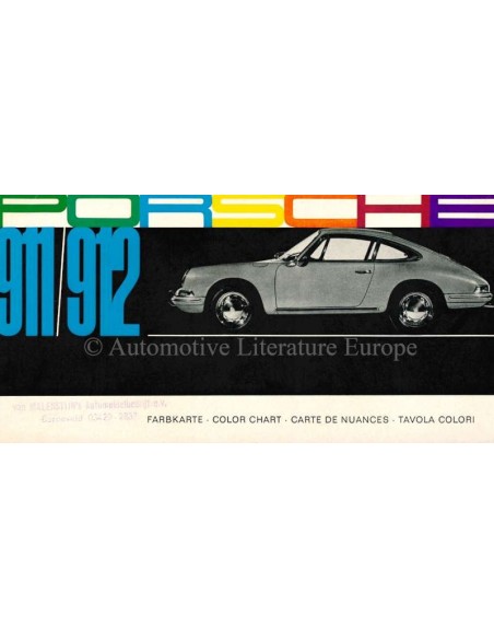 1965 PORSCHE 911 / 912 COLOUR CHART BROCHURE