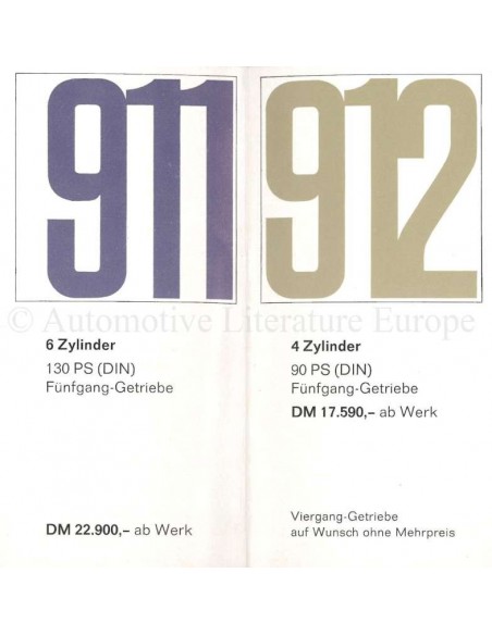 1966 PORSCHE 911 / 912 PRICE LIST GERMAN