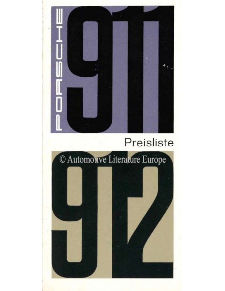 1966 PORSCHE 911 / 912 PREISLISTE DEUTSCH