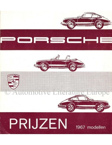 1967 PORSCHE 911 / 912 PRICE LIST DUTCH