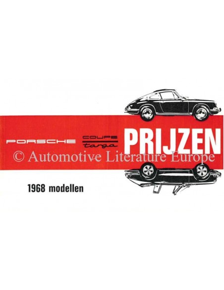 1968 PORSCHE 911 / 912 PREISLISTE NIEDERLÄNDISCH