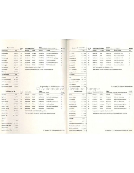 1974 VW-PORSCHE 914 KLEURENKAART BROCHURE
