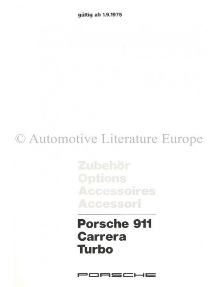 1975 PORSCHE 911 CARRERA TURBO ACCESSORIES BROCHURE