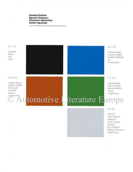 1975 VW-PORSCHE 914 COLOUR CHART BROCHURE