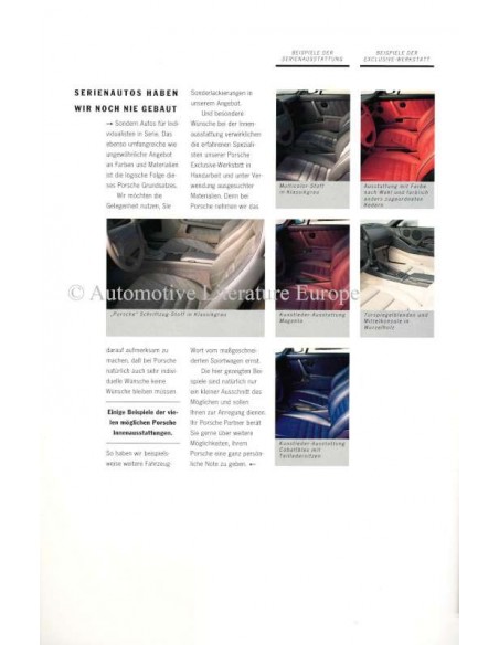 1991 PORSCHE 911 / 928 / 968 COLOURS & INTERIOR BROCHURE GERMAN