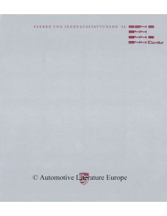 1988 PORSCHE 924 S / 944 / 944 S / 944 TURBO KLEUREN & INTERIEUR BROCHURE DUITS