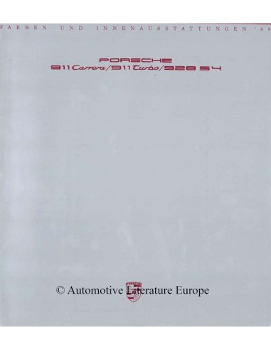 1989 PORSCHE 911 / 928 COLOURS & INTERIOR BROCHURE GERMAN