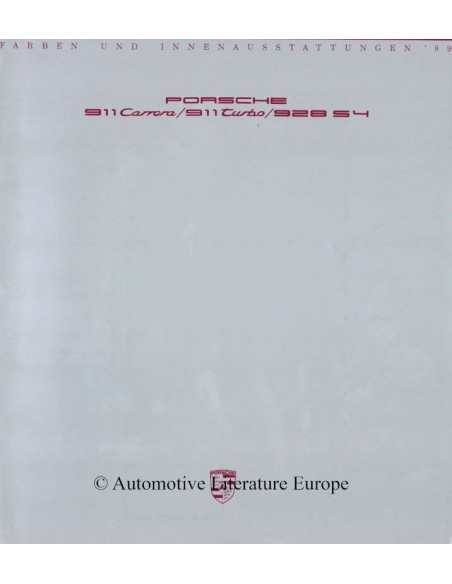 1989 PORSCHE 911 / 928 KLEUREN & INTERIEUR BROCHURE DUITS
