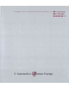 1988 PORSCHE 911 CARRERA / 911 TURBO / 928 S4 FARBEN & INNENAUSSTATTUNG PROSPEKT DEUTSCH