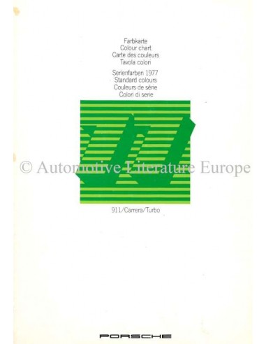 1977 PORSCHE 911 CARRERA / TURBO KLEURENKAART BROCHURE