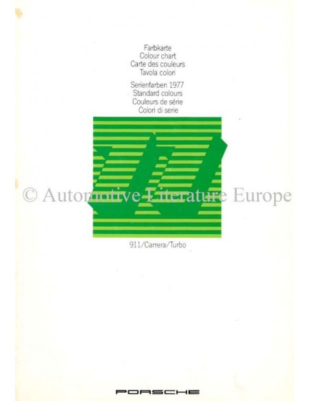 1977 PORSCHE 911 CARRERA / TURBO KLEURENKAART BROCHURE