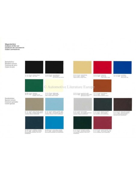 1982 PORSCHE 911SC & 911 TURBO FARBEN UND INNENAUSSTATTUNG PROSPEKT