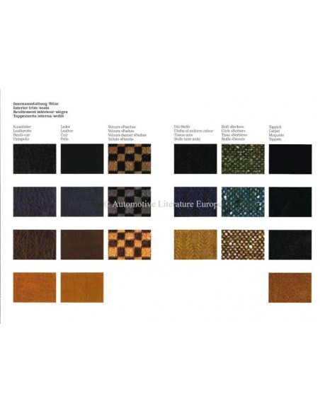 1982 PORSCHE 911SC & 911 TURBO FARBEN UND INNENAUSSTATTUNG PROSPEKT