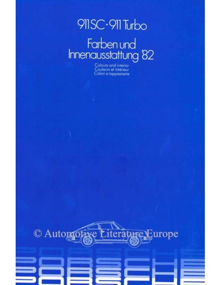 1982 PORSCHE 911SC & 911 TURBO KLEUREN EN INTERIEUR BROCHURE