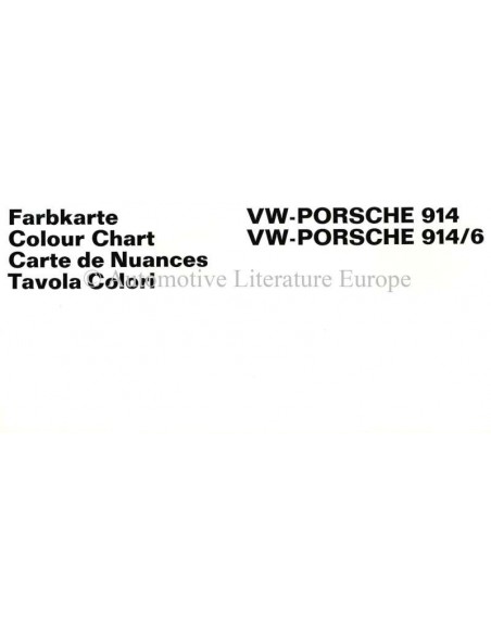 1969 VW-PORSCHE 914 & 914/6 COLOUR CHART BROCHURE