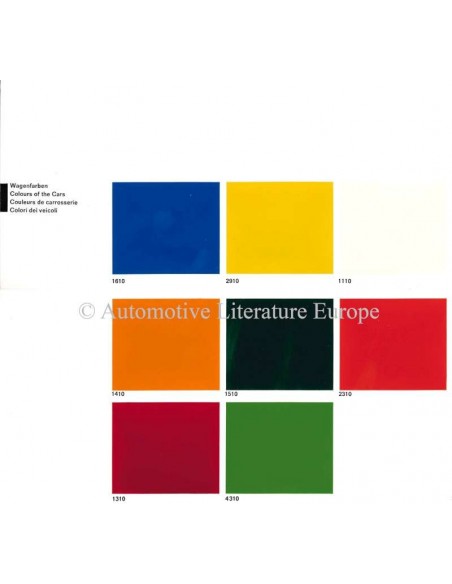 1971 VW-PORSCHE 914 & 914/6 KLEURENKAART BROCHURE