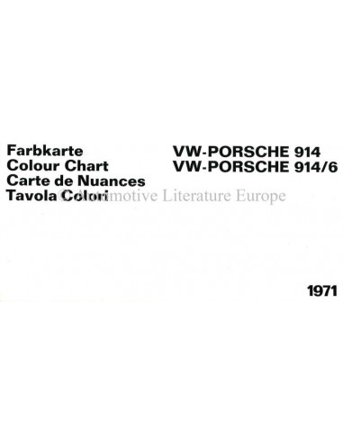 1971 VW-PORSCHE 914 & 914/6 COLOUR CHART BROCHURE