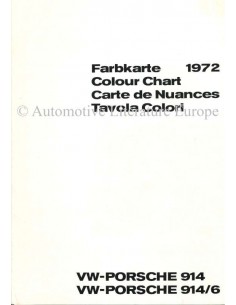 1972 VW-PORSCHE 914 & 914/6 COLOUR CHART BROCHURE