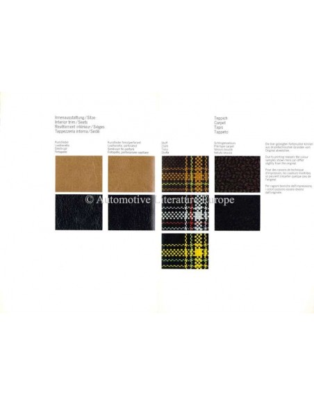 1976 PORSCHE 924 FARBKARTE PROSPEKT