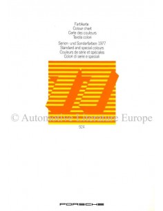 1977 PORSCHE 924 COLOUR CHART BROCHURE